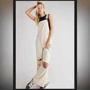 Free People We The Free Super Slouchy Distressed Baggy Overalls
